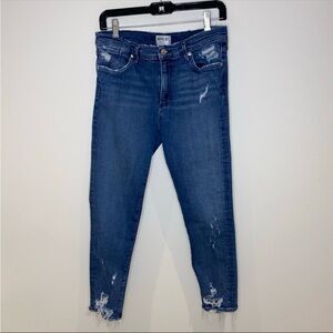 Agolde Blue Distressed Ankle Cropped Jeans